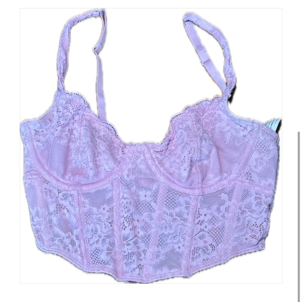 Gilly Hicks Pink Lace Longline Bra with Underwire